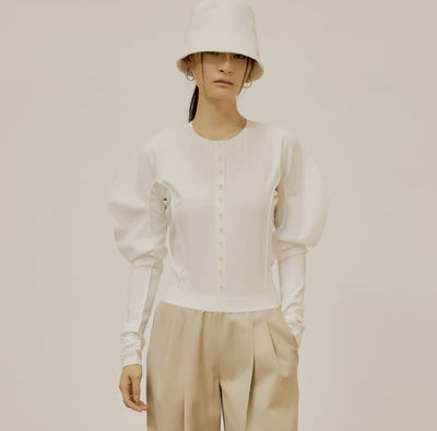 Blusa de Verano para Mujer con Mangas Abullonadas y Cintura Elástica - Image 3