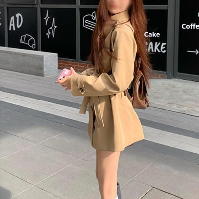 Abrigo Elegante Cintura Ajustable Estilo Coreano Primavera Otoño Talla Petite - Image 9
