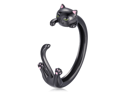 Anillo de Gato Negro con Baño de Electroplata en Plata Esterlina - Image 9