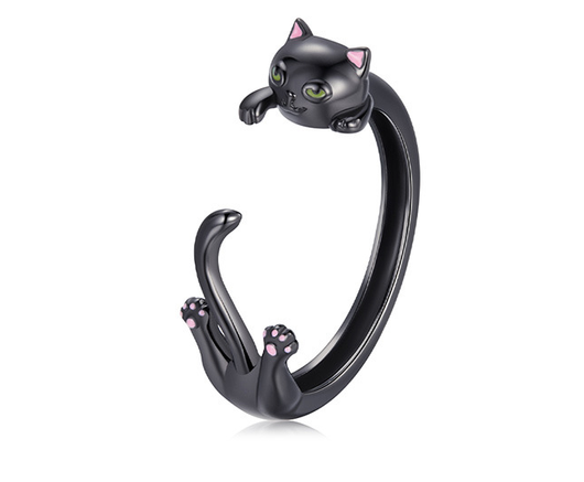 Anillo de Gato Negro con Baño de Electroplata en Plata Esterlina - Image 9