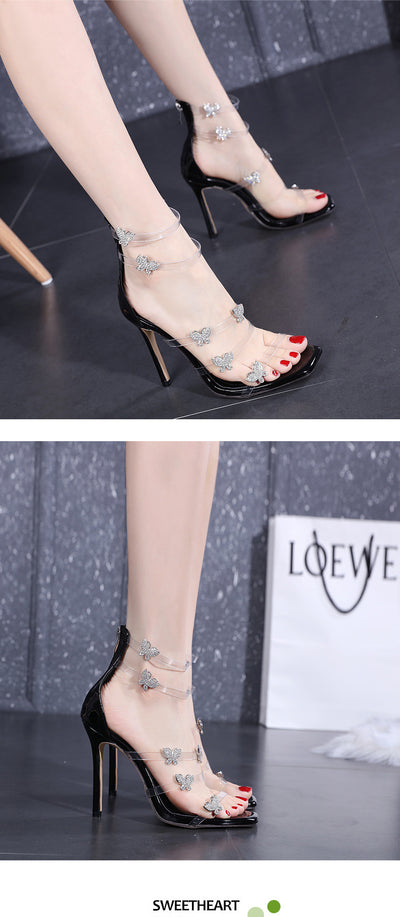 Sandalias de Tacón Cuadrado Transparentes con Cristales de Mariposa para Mujer - Image 16