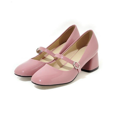 Zapatos de Tacón Medio con Punta Cuadrada para Mujer Tallas Grandes - Image 13