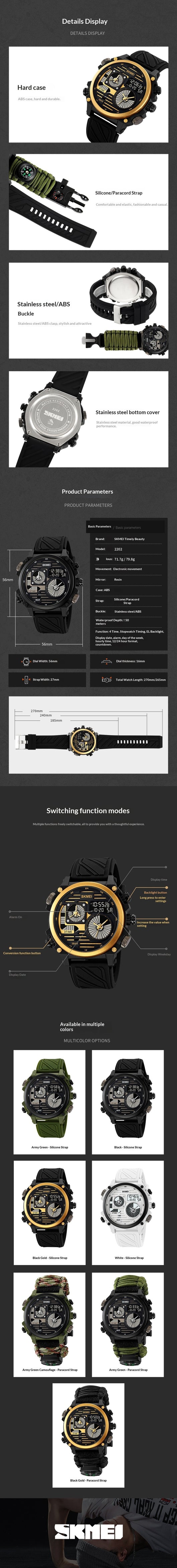 Reloj Deportivo Multifunción Resistente al Agua con Paracord para Aventuras - Image 14