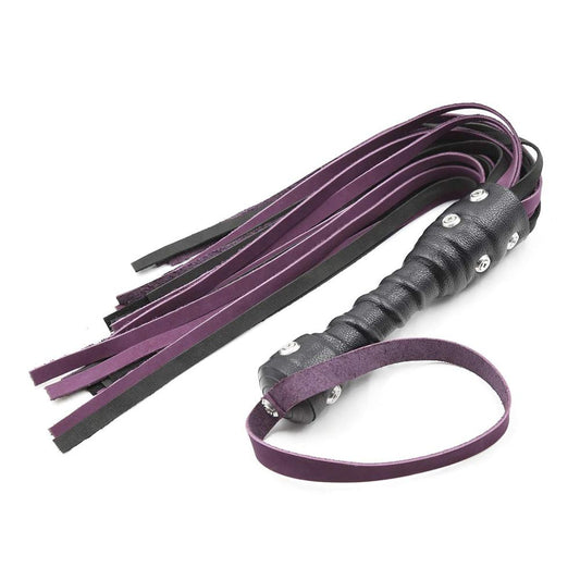 Látigo de Cuero Púrpura y Negro con Borlas - Image 2
