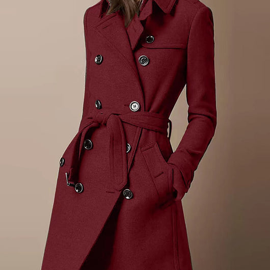 Abrigo de Lana Cruzado para Mujer - Estilo Casual Elegante
