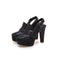 Tacones Plataforma Retro con Hebilla y Tira Trasera - Zapatos de Mujer