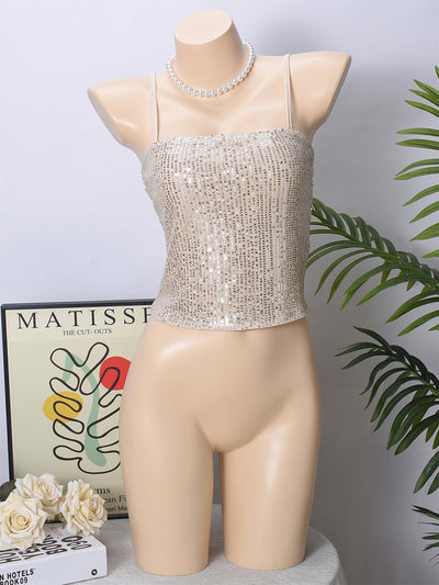 Vestido Lentejuelas Espalda Descubierta con Tirantes Ajustables - Image 6