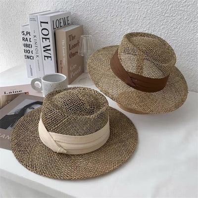 Sombrero de Paja Retro Británico para Mujer con Ala Plana - Image 9