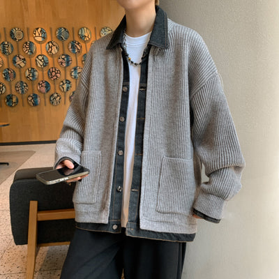 Cardigan Tejido Hombre Patchwork Multicolor Bloques de Color - Image 7