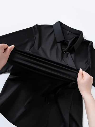 Camisa Elástica sin Costuras para Hombre Talla Grande - Manga Larga Antirruga - Image 7