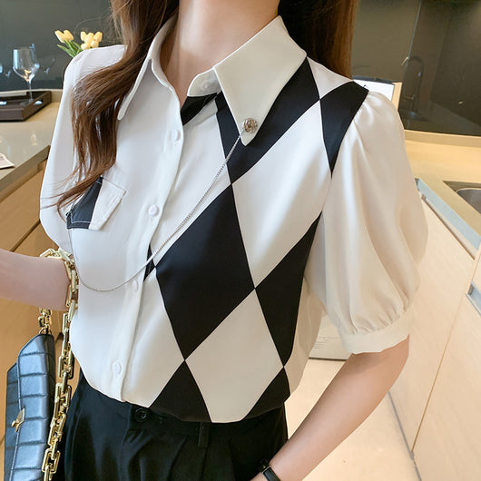Blusa Chiffon Estampada de Manga Corta - Estilo Verano - Image 11