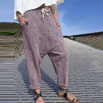 Pantalones Anchos de Lino y Algodón con Bolsillos para Mujer Talla Grande - Image 6