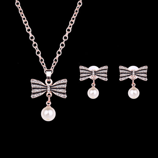 Conjunto de Joyería de Lujo con Moño y Diamantes Completos