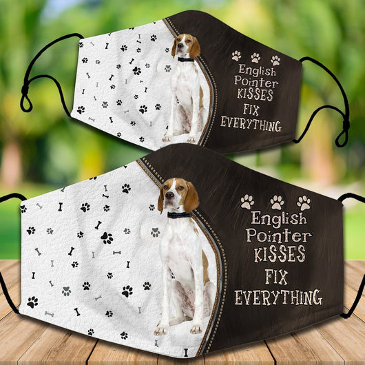 Two cotton face masks with a French Bulldog puppy peeking out, paw prints, and "French Bulldog Kisses Fix Everything" text. - Image 10