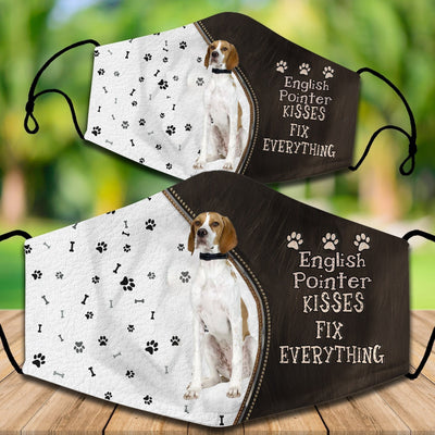 Two cotton face masks with a French Bulldog puppy peeking out, paw prints, and "French Bulldog Kisses Fix Everything" text. - Image 10