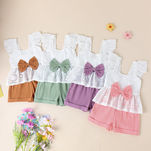 Conjunto de Short y Blusa Blanca con Volantes y Moño - Image 11