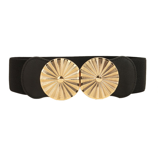 Cinturón Elástico Ancho para Mujer con Hebilla Metálica Circular - Image 20