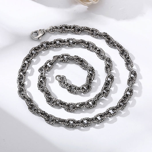 Collar de Plata Esterlina S925 con Patrón de Meteorita para Hombre - Image 9