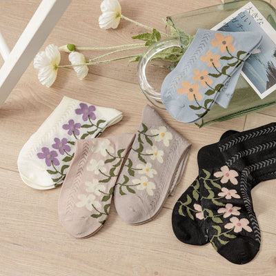 Calcetines Transpirables de Malla con Flores para Mujer