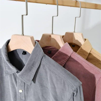 Camisa de Pana Manga Larga Estilo Japonés para Hombre - Colores Sólidos Primavera Otoño - Image 4