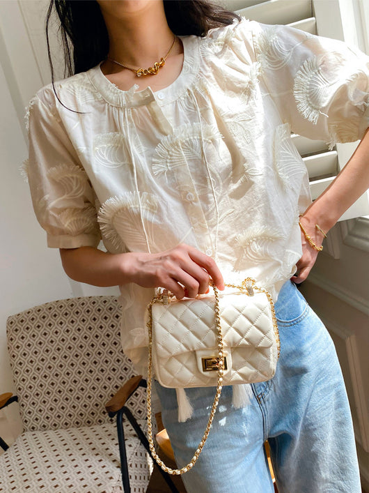 Blusa Mujer Manga Corta Estilo Francés con Bordado Elegante - Image 11
