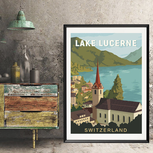 Cuadro Lienzo Póster Vintage Lago Lucerna Suiza - Image 4