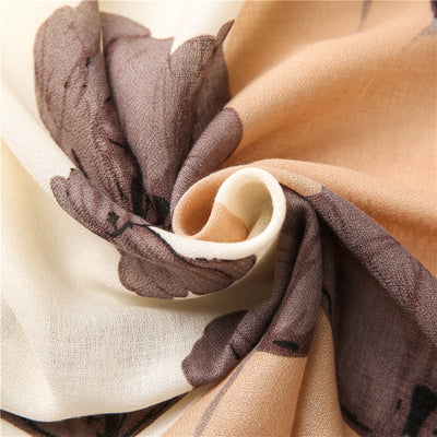 Pañuelo Largo de Algodón y Lino con Costura Floral Combinada - Image 13