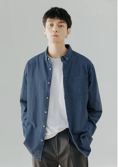 Camisa Denim Manga Larga Casual para Hombre - Estilo Versátil y Moderno - Image 6
