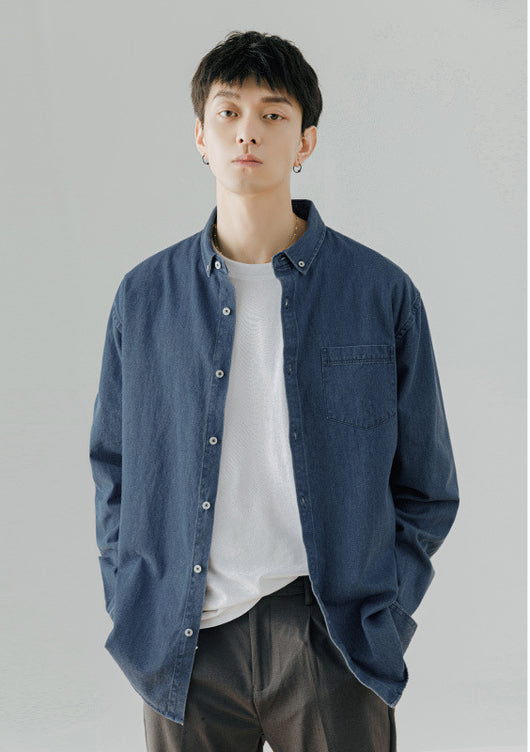 Camisa Denim Manga Larga Casual para Hombre - Estilo Versátil y Moderno - Image 6