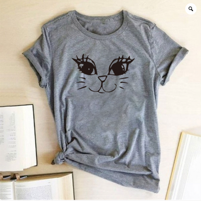 Playera Manga Corta Cuello Redondo Estampado Gato para Mujer - Image 3