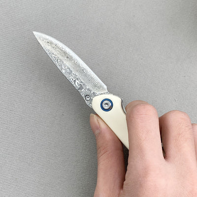 Cuchillo Plegable Portátil de Acero Damasco para Aventuras al Aire Libre - Image 8