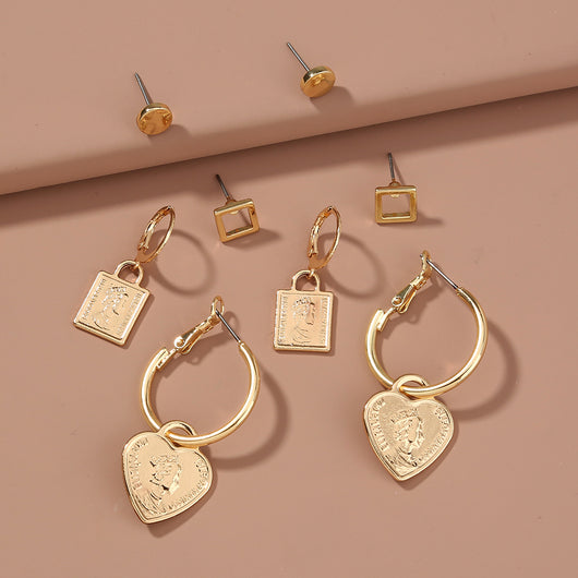 Conjunto de 4 Piezas Colgante de Amor con Retrato y Diseño Personalizado