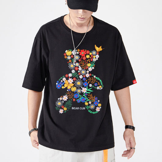 Playera de Pareja Estampado Oso Marino Algodón Manga Corta Suelta - Image 8