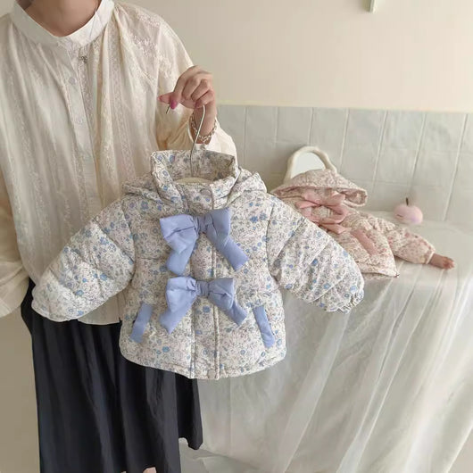 Chaqueta Abrigo Infantil Invierno con Capucha y Estampado Floral - Image 10