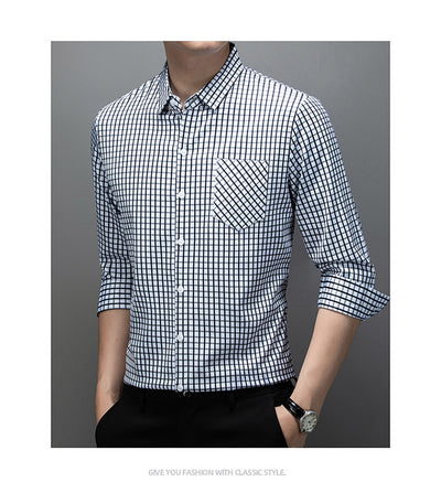 Camisa de Cuadros Manga Larga para Hombre - Primavera y Otoño - Image 15