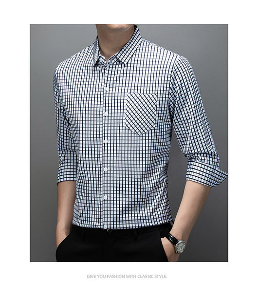 Camisa de Cuadros Manga Larga para Hombre - Primavera y Otoño - Image 15
