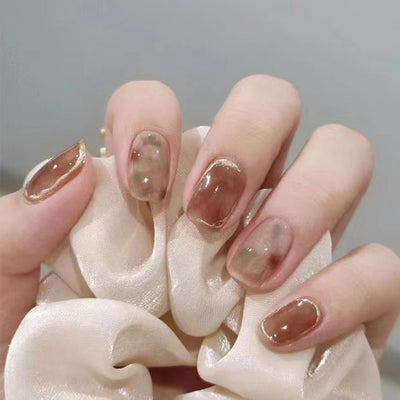 Uñas Postizas de Camelias Hechas a Mano - Removibles y Reutilizables