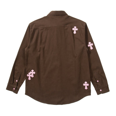 Camisa Casual de Manga Larga con Parches de Cuero - Image 3