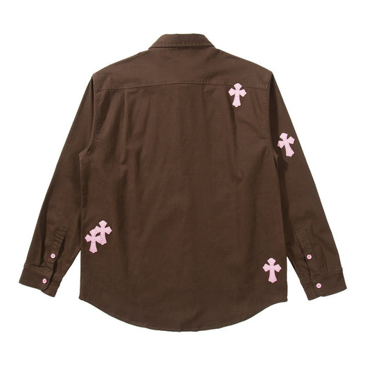 Camisa Casual de Manga Larga con Parches de Cuero - Image 3