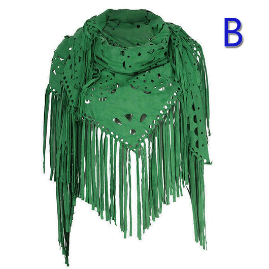 Capa Poncho de Gamuza Elástica con Flecos Versátil - Image 10
