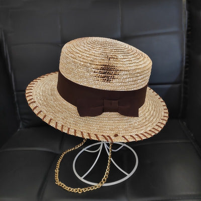 Sombrero de Paja con Cadena Dorada - Protección Solar Casual - Image 10