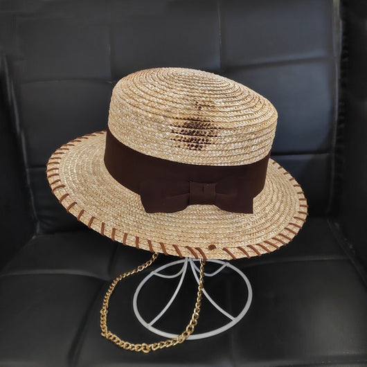 Sombrero de Paja con Cadena Dorada - Protección Solar Casual - Image 10
