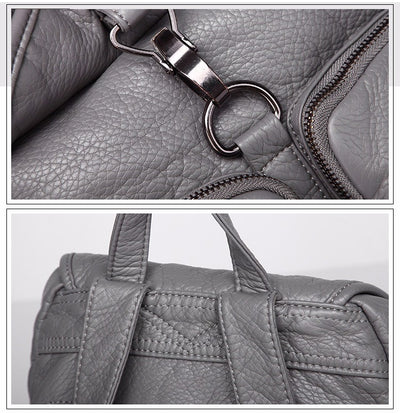 Mochila de Cuero Suave Versátil para Viajes y Uso Diario - Image 11