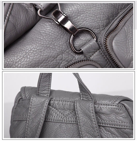 Mochila de Cuero Suave Versátil para Viajes y Uso Diario - Image 11