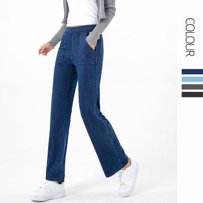 Pantalones Cargo Retro Cintura Alta Mujer Pierna Recta Ancha - Image 3