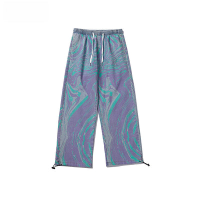 Pantalones Vaqueros Tie-Dye Lavados Hombre Marca Americana Corte Recto Casual con Cordón - Image 5