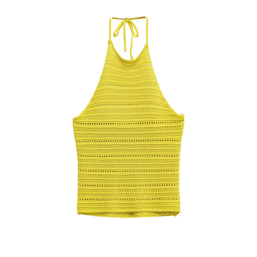 Suéter Tejido Hueco con Escote Halter para Mujer