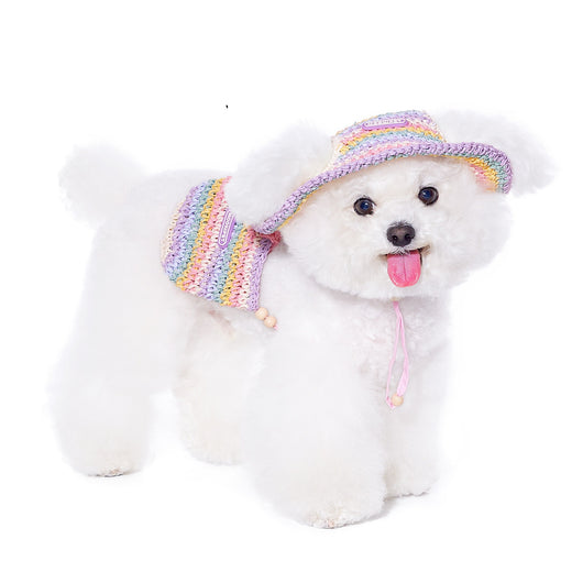 Bolsa de Viaje con Sombrero Tejido para Perros Pequeños - Estilo Vacacional - Image 2