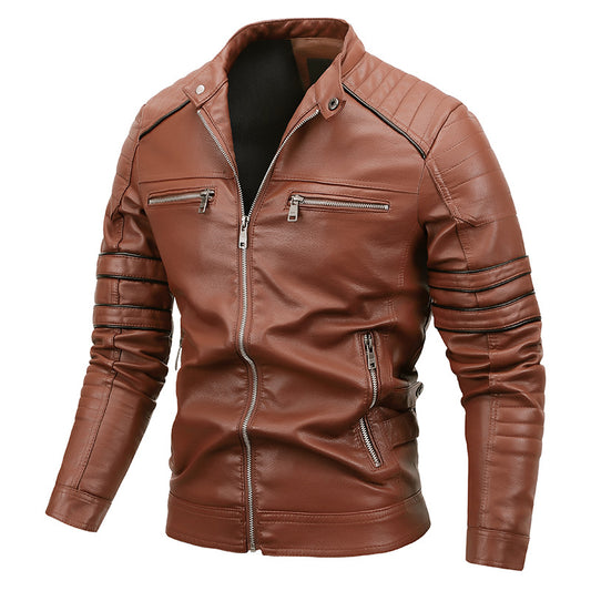 Chaqueta de Cuero para Motocicleta con Forro de Terciopelo Talla Grande - Image 2