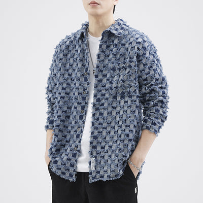 Chaqueta Casual Holgada Estilo Retro Japonés a Cuadros Multicolor para Hombre - Image 3